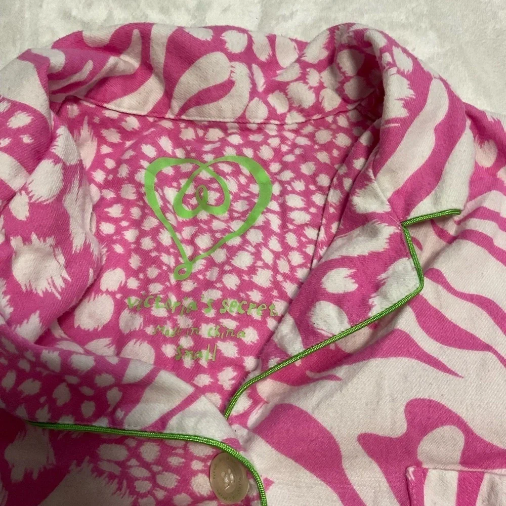 Y2K Victorias Secret Pink Leopard Cotton Pajama Set